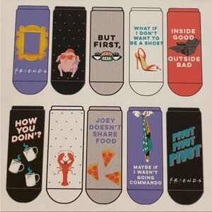 🔥5/25 NWT Package 10 Pair of Low Cut Socks FRIENDS TV Show Size 4-10 Warner Bros